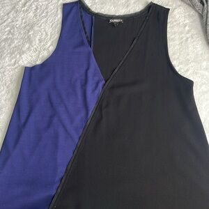 Express Asymmetrical Blue and Black Sleeveless Tank Top